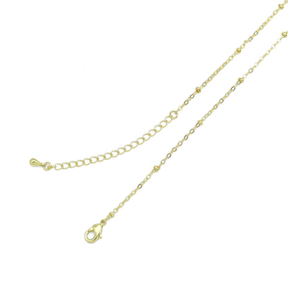 Gold Silver Peal Initial Charm Necklace,Sku#EF601
